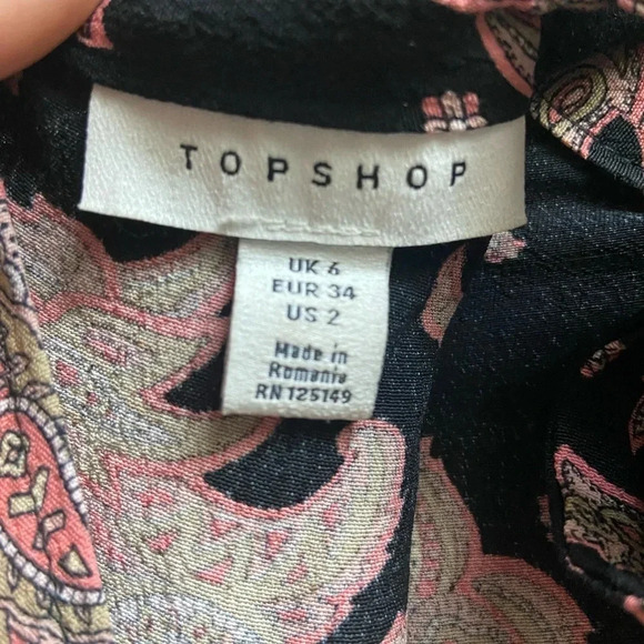 TOPSHOP Flowy Paisley Floral short Sleeve Midi Dress Sz 2 - Picture 11 of 16